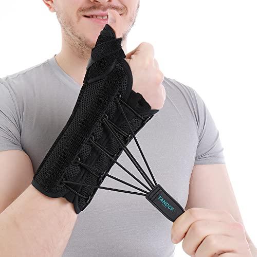 TANDCF bestlife Unisex Universal Wrist Lacer Thumb Spica Splint for Carpal Tunnel Syndrome De Quervains SyndromeAdjustable Night Wrist Thumb Support Brace with Splints Right Hand For Women MenGreat for TendonitisArthritisWrist PainSprainSports InjuriesJoint InstabilityRightUniversalUpgrade